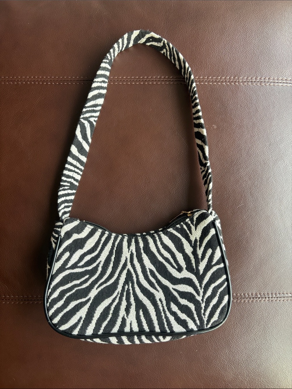 Zebra Print Shoulder Bag - Black & White